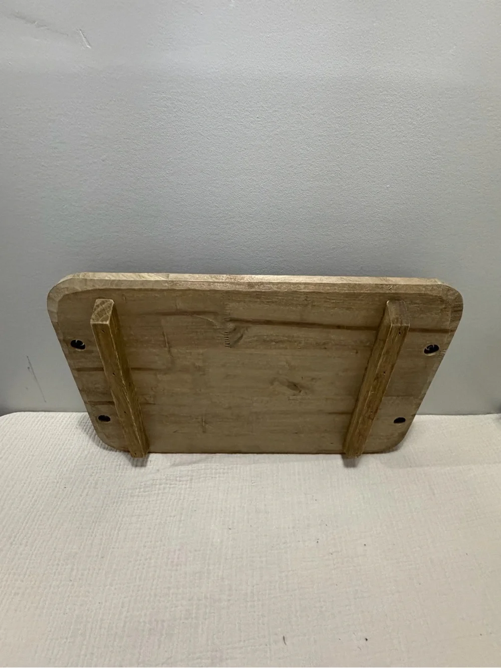 Source Unknown Natural Wood Bath Vanity Tray with Black Handles